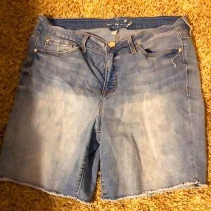 These are light wash denim shorts, size:16
